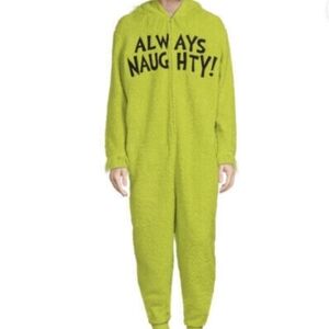 Grinch Always Naughty Green One piece pajama